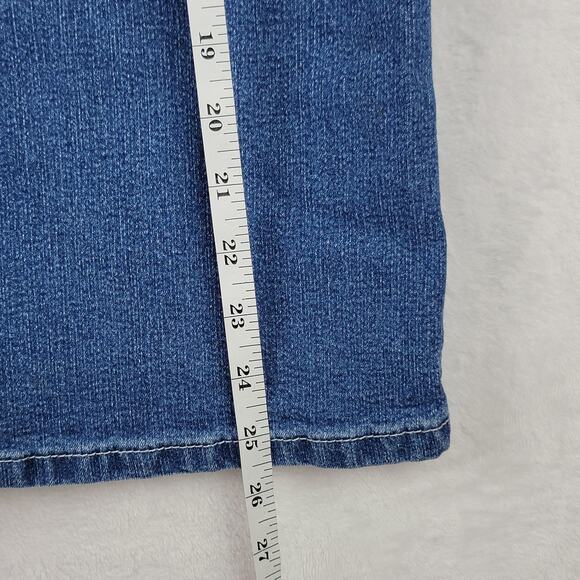 Western Denim Jean Skirt 16 Stretch Knee Length Bling Back Pockets Y2K Casual - Picture 9 of 9